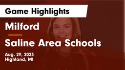 Milford  vs Saline Area Schools Game Highlights - Aug. 29, 2023