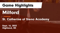 Milford  vs St. Catherine of Siena Academy  Game Highlights - Sept. 16, 2023