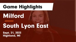 Milford  vs South Lyon East  Game Highlights - Sept. 21, 2023