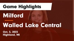 Milford  vs Walled Lake Central  Game Highlights - Oct. 3, 2023