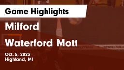 Milford  vs Waterford Mott Game Highlights - Oct. 5, 2023