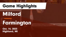 Milford  vs Farmington  Game Highlights - Oct. 14, 2023
