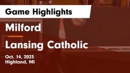 Milford  vs Lansing Catholic  Game Highlights - Oct. 14, 2023