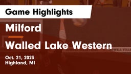 Milford  vs Walled Lake Western  Game Highlights - Oct. 21, 2023