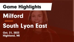 Milford  vs South Lyon East  Game Highlights - Oct. 21, 2023
