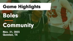 Boles  vs Community  Game Highlights - Nov. 21, 2023