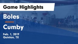 Boles  vs Cumby  Game Highlights - Feb. 1, 2019