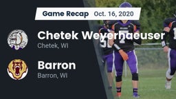 Recap: Chetek Weyerhaeuser  vs. Barron  2020