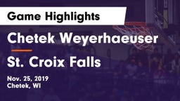 Chetek Weyerhaeuser  vs St. Croix Falls  Game Highlights - Nov. 25, 2019