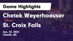 Chetek Weyerhaeuser  vs St. Croix Falls  Game Highlights - Jan. 22, 2022