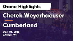 Chetek Weyerhaeuser  vs Cumberland  Game Highlights - Dec. 21, 2018