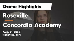 Roseville  vs Concordia Academy Game Highlights - Aug. 31, 2023