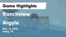 Ranchview  vs Argyle  Game Highlights - Dec. 19, 2018