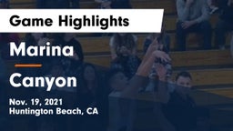 Marina  vs Canyon  Game Highlights - Nov. 19, 2021