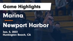 Marina  vs Newport Harbor  Game Highlights - Jan. 5, 2022