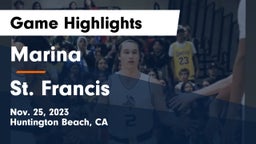 Marina  vs St. Francis  Game Highlights - Nov. 25, 2023
