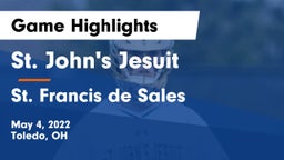 St. John's Jesuit  vs St. Francis de Sales  Game Highlights - May 4, 2022