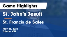 St. John's Jesuit  vs St. Francis de Sales  Game Highlights - May 23, 2022