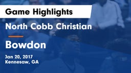 North Cobb Christian  vs Bowdon  Game Highlights - Jan 20, 2017