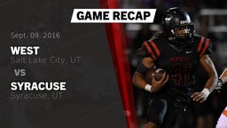 Recap: West  vs. Syracuse  2016