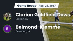 Recap: Clarion Goldfield Dows  vs. Belmond-Klemme  2017