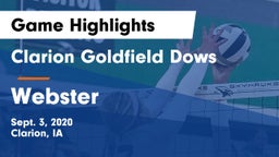 Clarion Goldfield Dows  vs Webster  Game Highlights - Sept. 3, 2020
