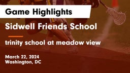Sidwell Friends School vs trinity school at meadow view Game Highlights - March 22, 2024