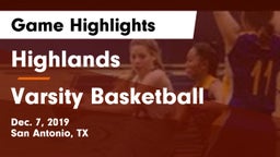 Highlands  vs Varsity Basketball Game Highlights - Dec. 7, 2019