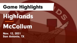 Highlands  vs McCollum  Game Highlights - Nov. 12, 2021