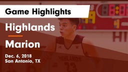 Highlands  vs Marion  Game Highlights - Dec. 6, 2018