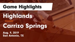 Highlands  vs Carrizo Springs Game Highlights - Aug. 9, 2019