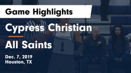 Cypress Christian  vs All Saints Game Highlights - Dec. 7, 2019