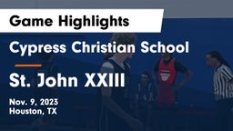Cypress Christian School vs St. John XXIII  Game Highlights - Nov. 9, 2023