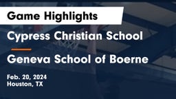 Cypress Christian School vs Geneva School of Boerne Game Highlights - Feb. 20, 2024