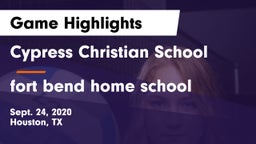 Cypress Christian School vs fort bend home school Game Highlights - Sept. 24, 2020