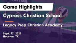 Cypress Christian School vs Legacy Prep Christian Academy Game Highlights - Sept. 27, 2022