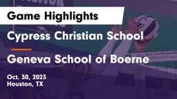 Cypress Christian School vs Geneva School of Boerne Game Highlights - Oct. 30, 2023