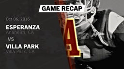 Recap: Esperanza  vs. Villa Park  2016