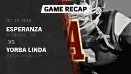 Recap: Esperanza  vs. Yorba Linda  2016