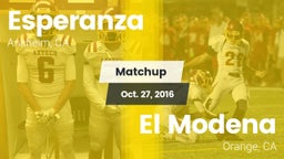Matchup: Esperanza vs. El Modena  2016