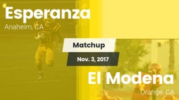 Matchup: Esperanza vs. El Modena  2017