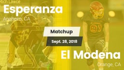 Matchup: Esperanza vs. El Modena  2018
