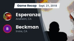 Recap: Esperanza  vs. Beckman  2018