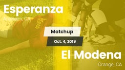 Matchup: Esperanza vs. El Modena  2019