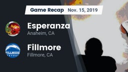 Recap: Esperanza  vs. Fillmore  2019