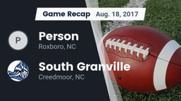 Recap: Person  vs. South Granville  2017