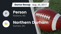 Recap: Person  vs. Northern Durham  2017