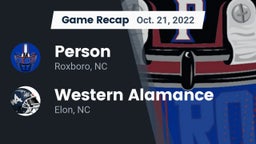 Recap: Person  vs. Western Alamance  2022