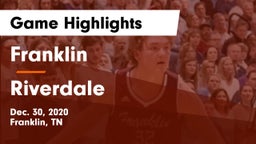 Franklin  vs Riverdale  Game Highlights - Dec. 30, 2020