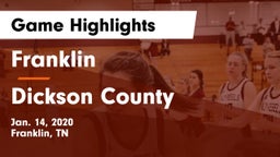 Franklin  vs Dickson County  Game Highlights - Jan. 14, 2020